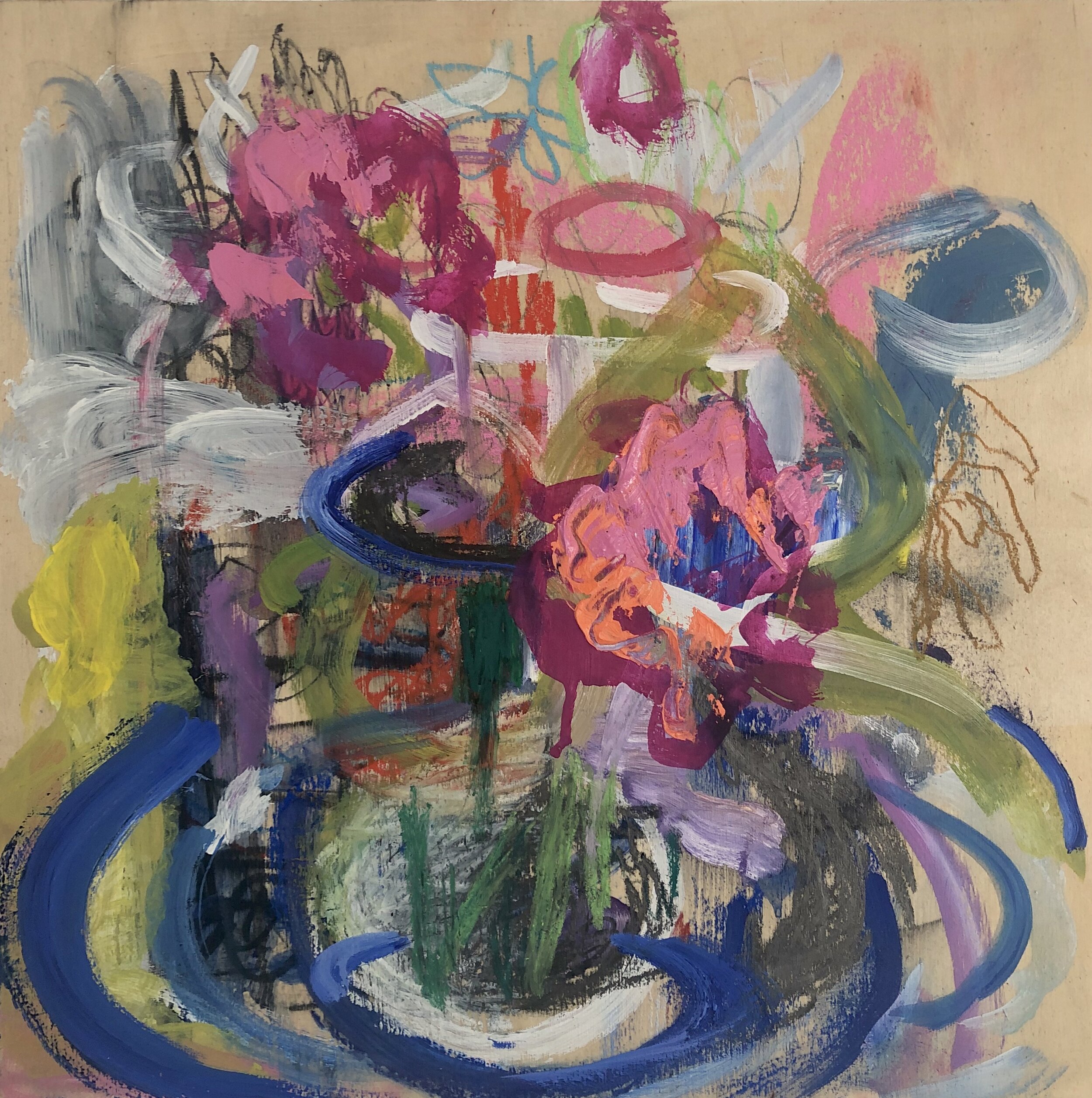 Flowers for Maureen in a Cobalt Blue Vase