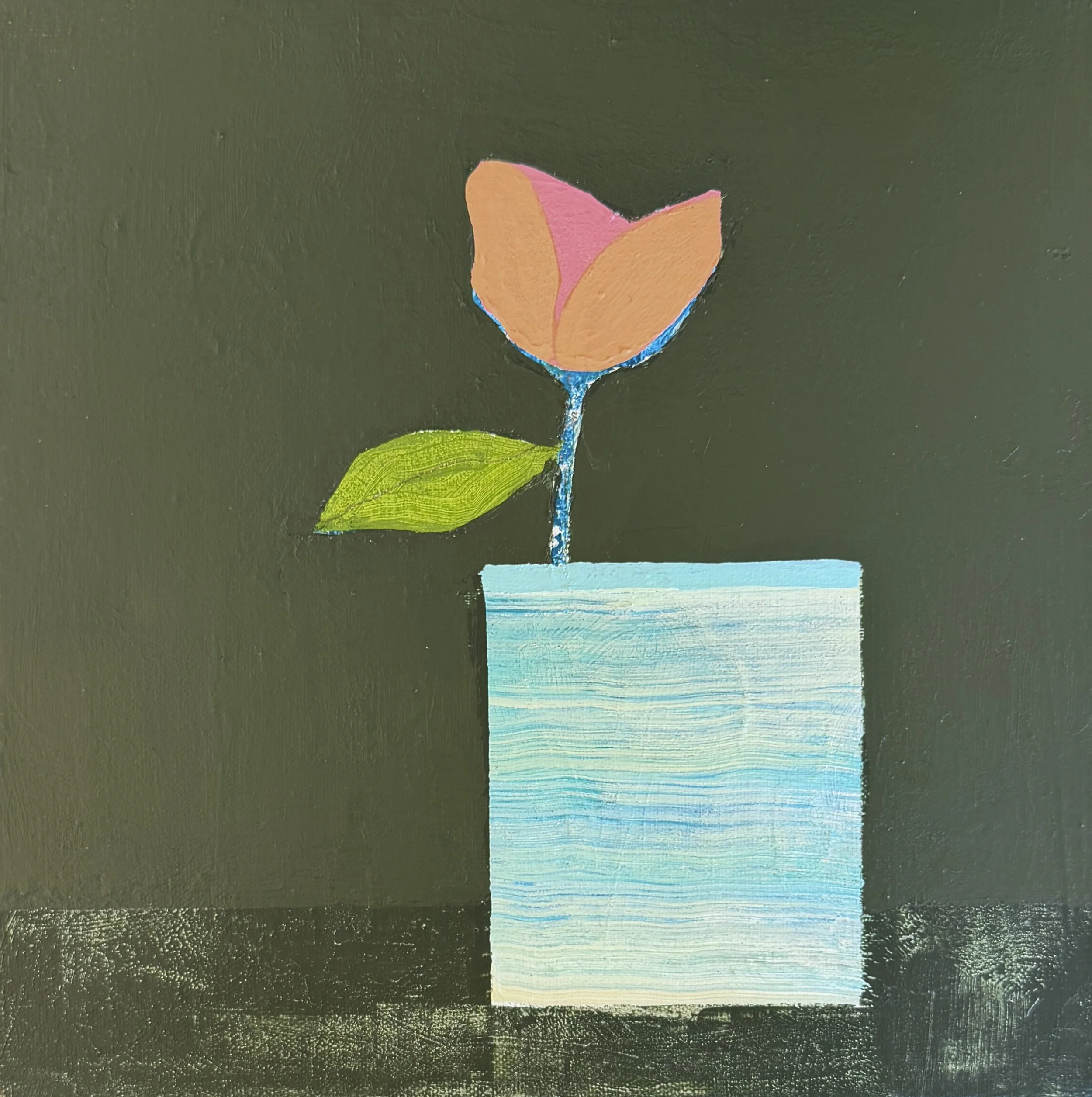 Striped Vessel with Tulip