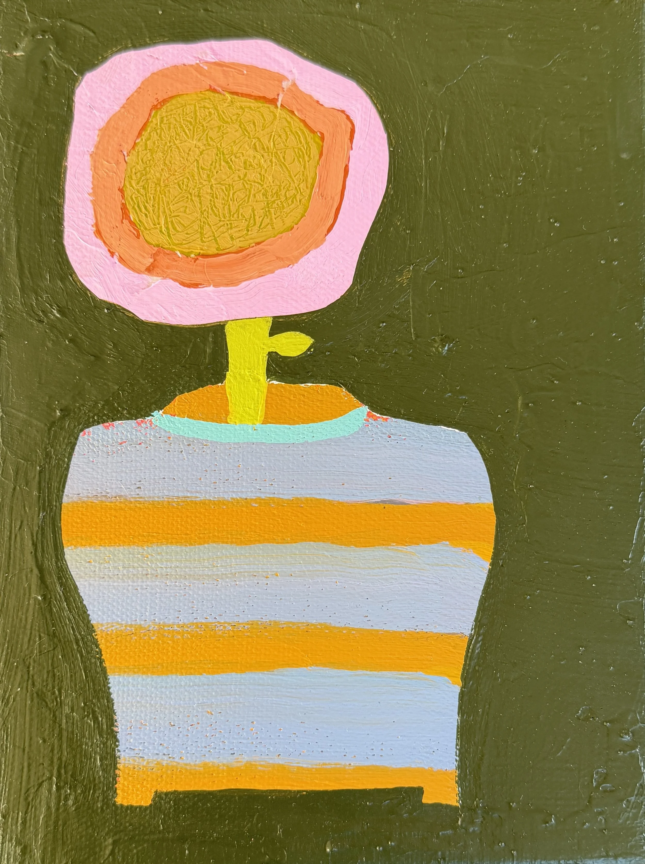 Pink Poppy in a Striped Vessel