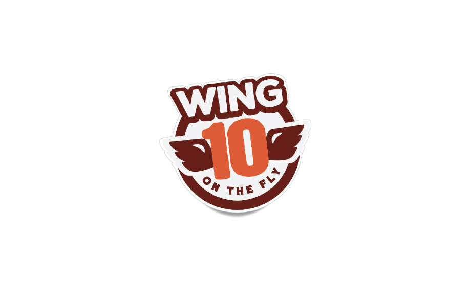 A logo with wings for a chicken wings company called Wing 10.