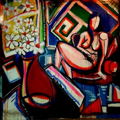 Seated Nude. 48x48 Mixed on panel. 2007-2016