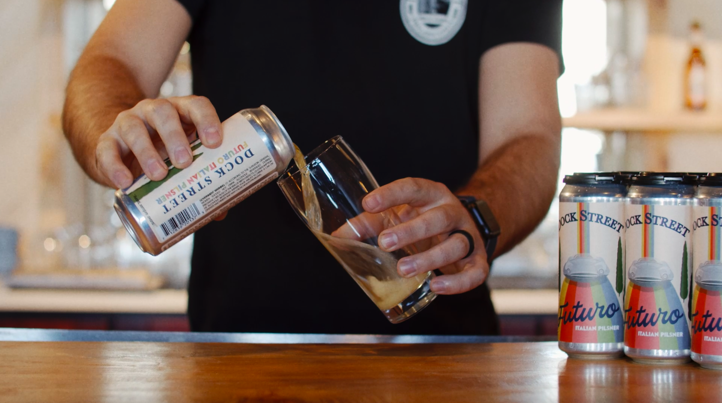 Dock Street Futuro Italian Pilsner just Dropped (and the label is stunning)
