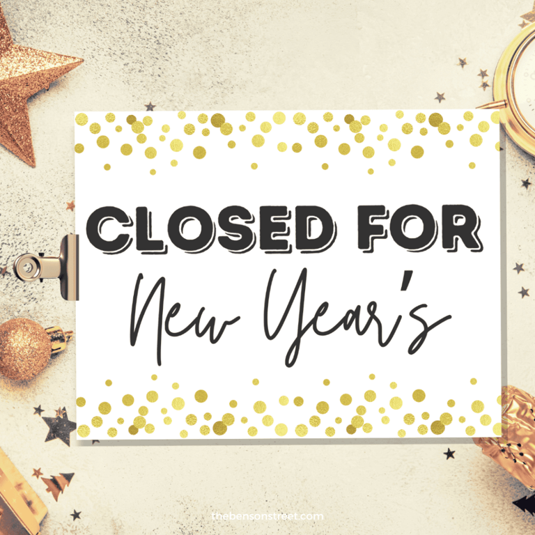 CLOSED FOR NEW YEARS DAY