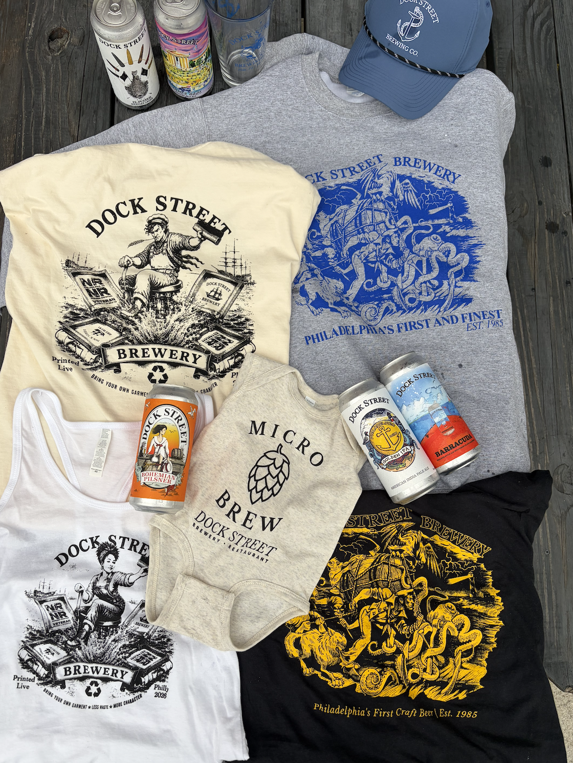 dock street philly brewery swag crewneck baby onesie.png