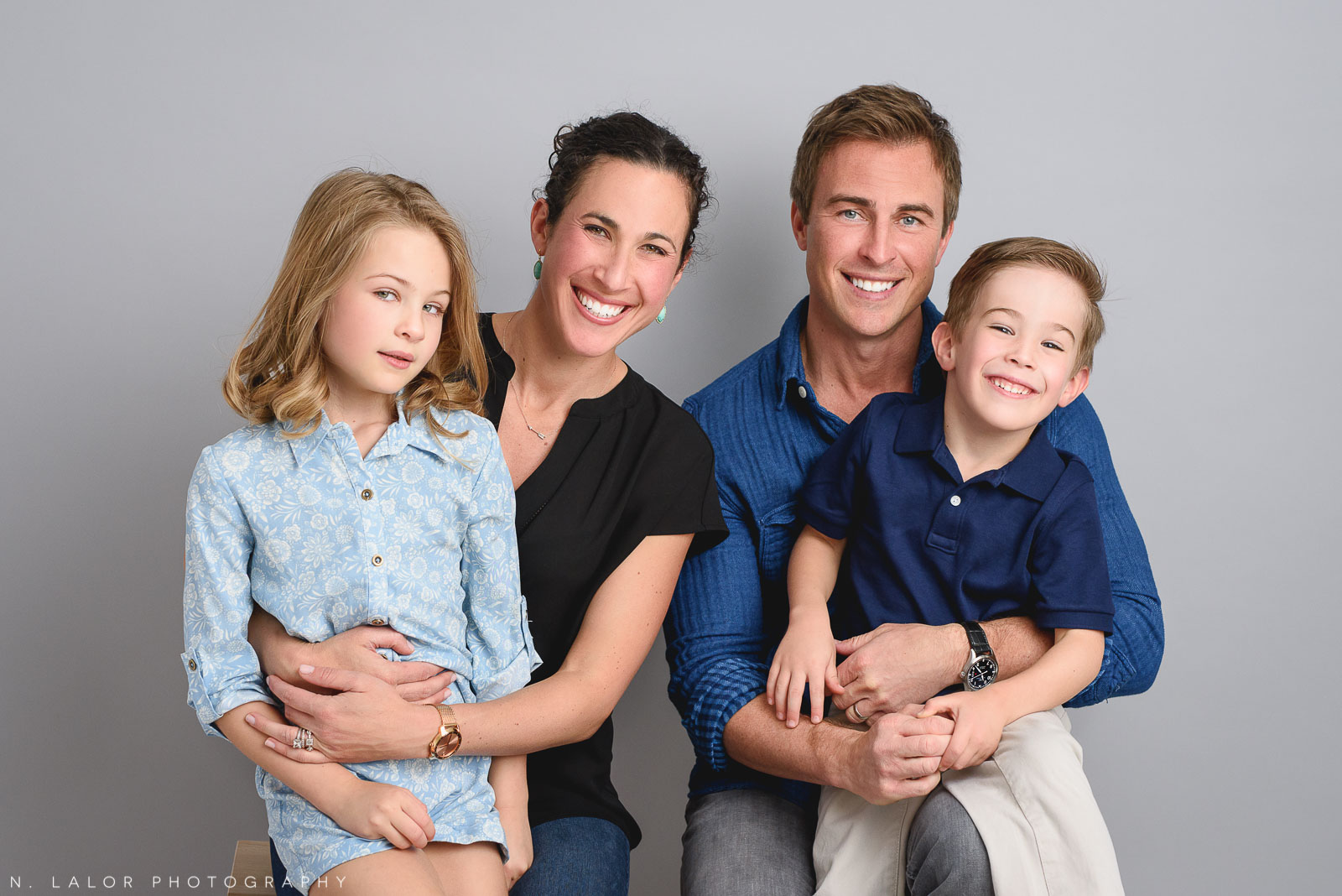 Family portrait. Studio family photoshoot with N. Lalor Photography in Riverside, Connecticut.