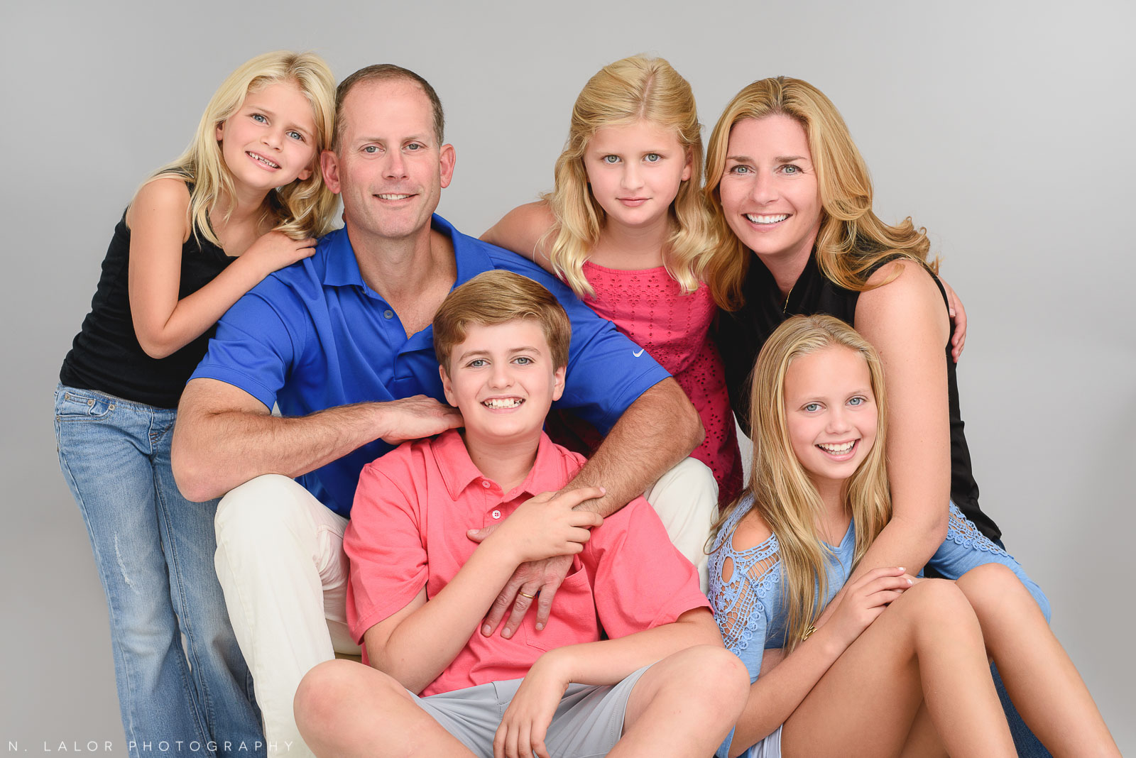 Family portrait. Studio family photo session with N. Lalor Photography in Greenwich, Connecticut.