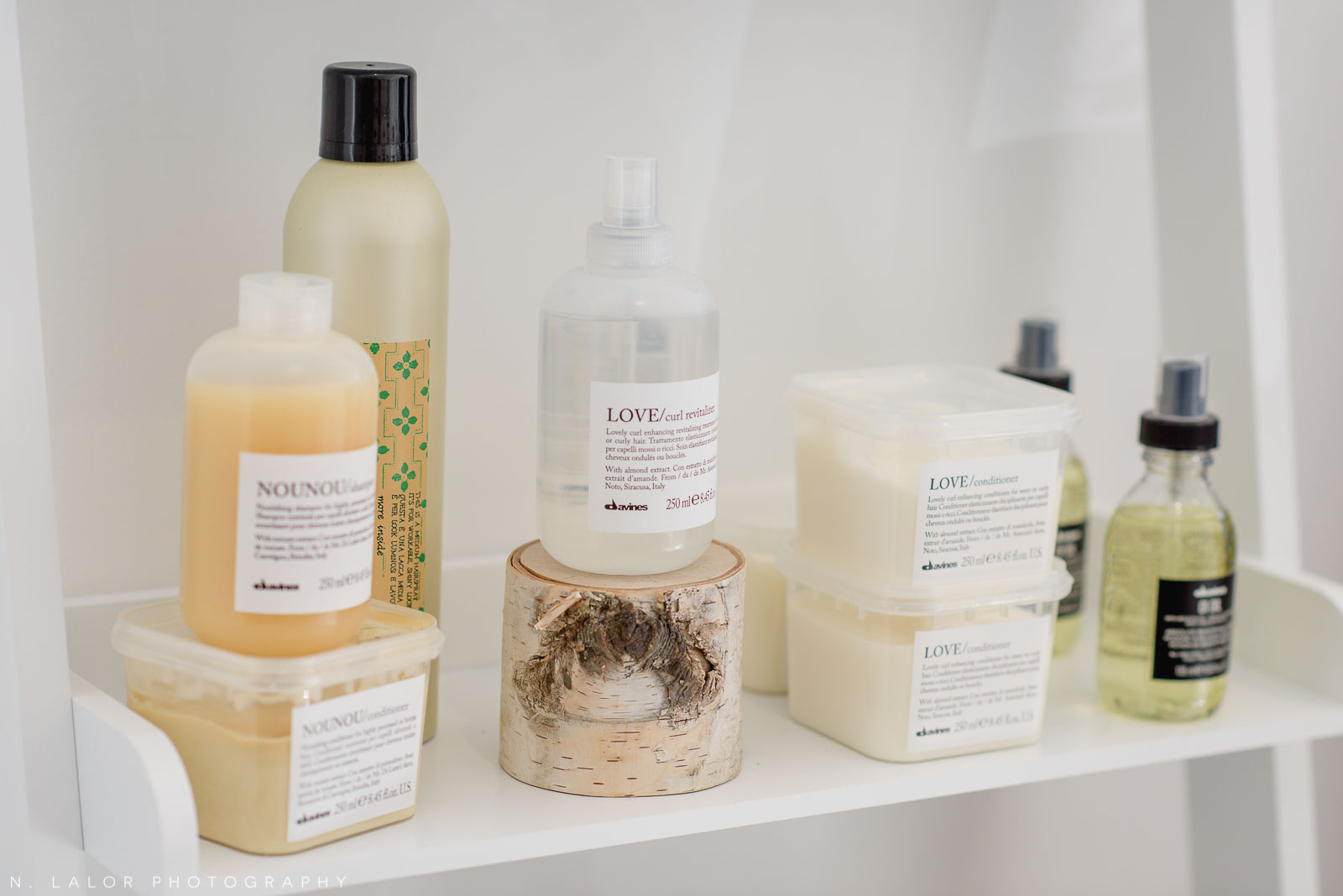 Davines products on display at Haus of Pretty in Westport, CT. Photo by N. Lalor Photography.
