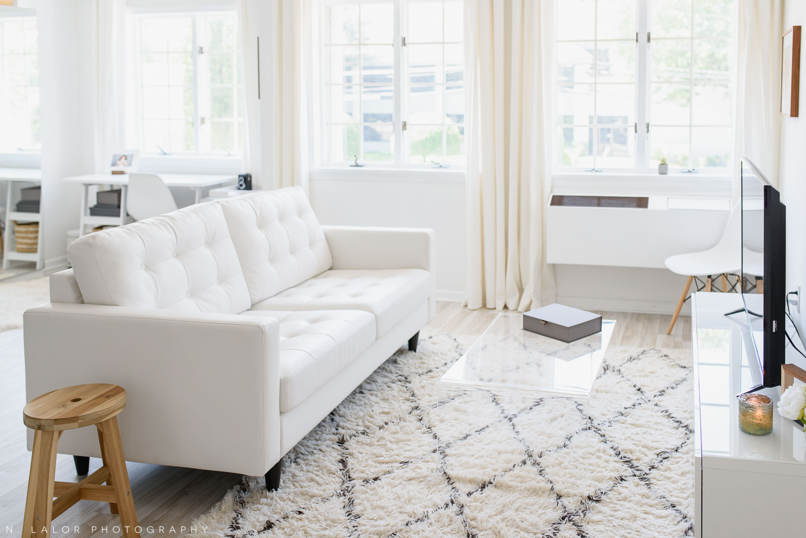 Image of the sitting area in N. Lalor Photography’s Studio in Greenwich, Connecticut.