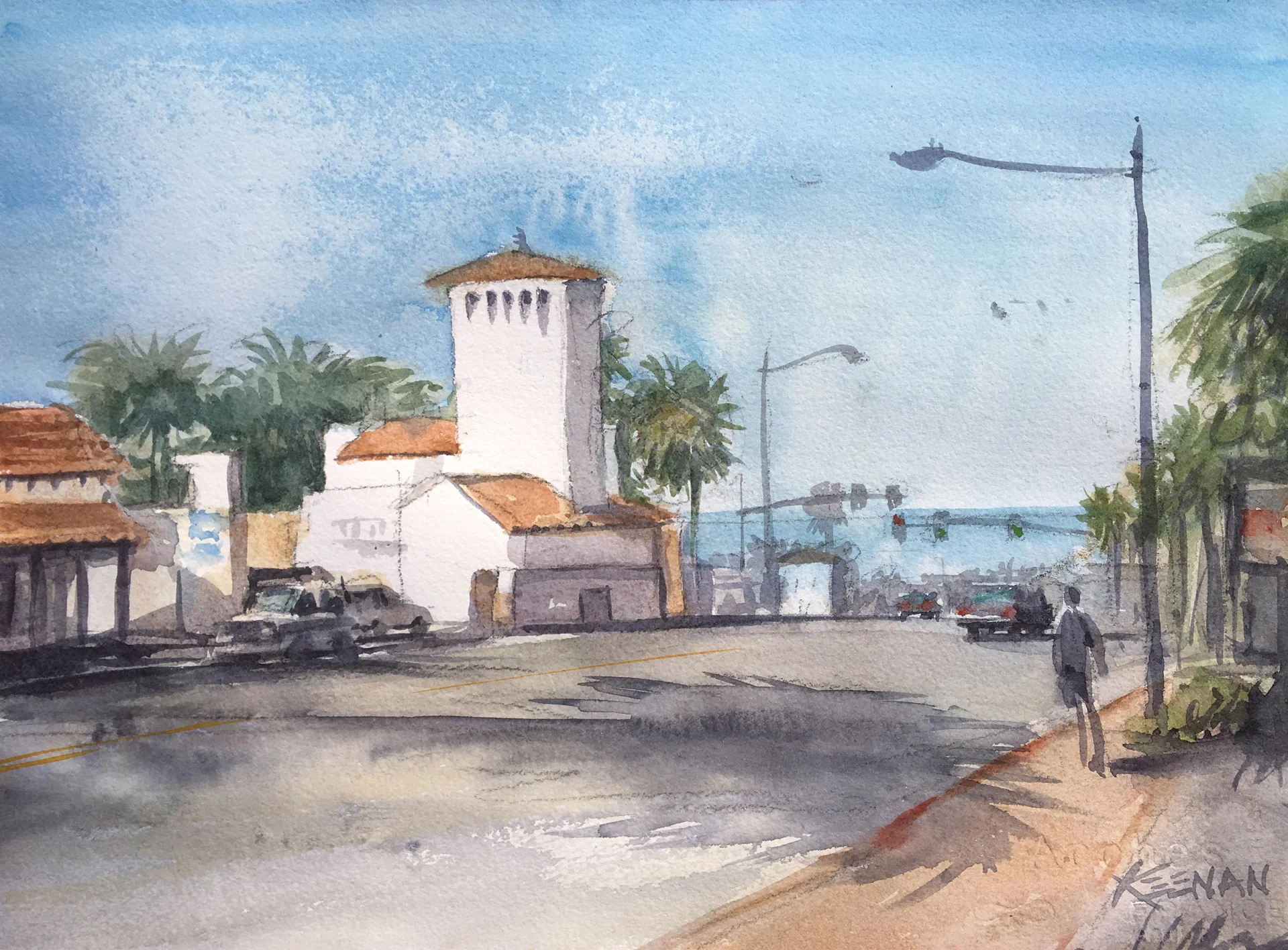 'Old Miramar Theater' Original Plein Air Watercolor