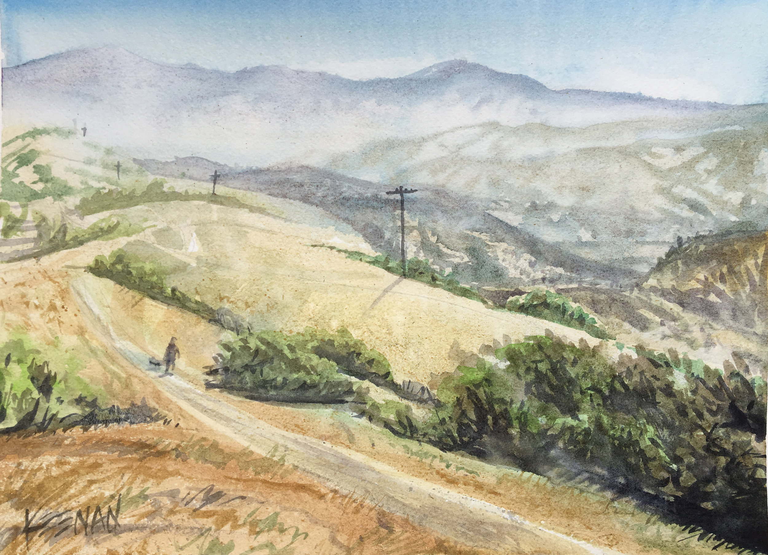 'Fire Road' Original Plein Air Watercolor