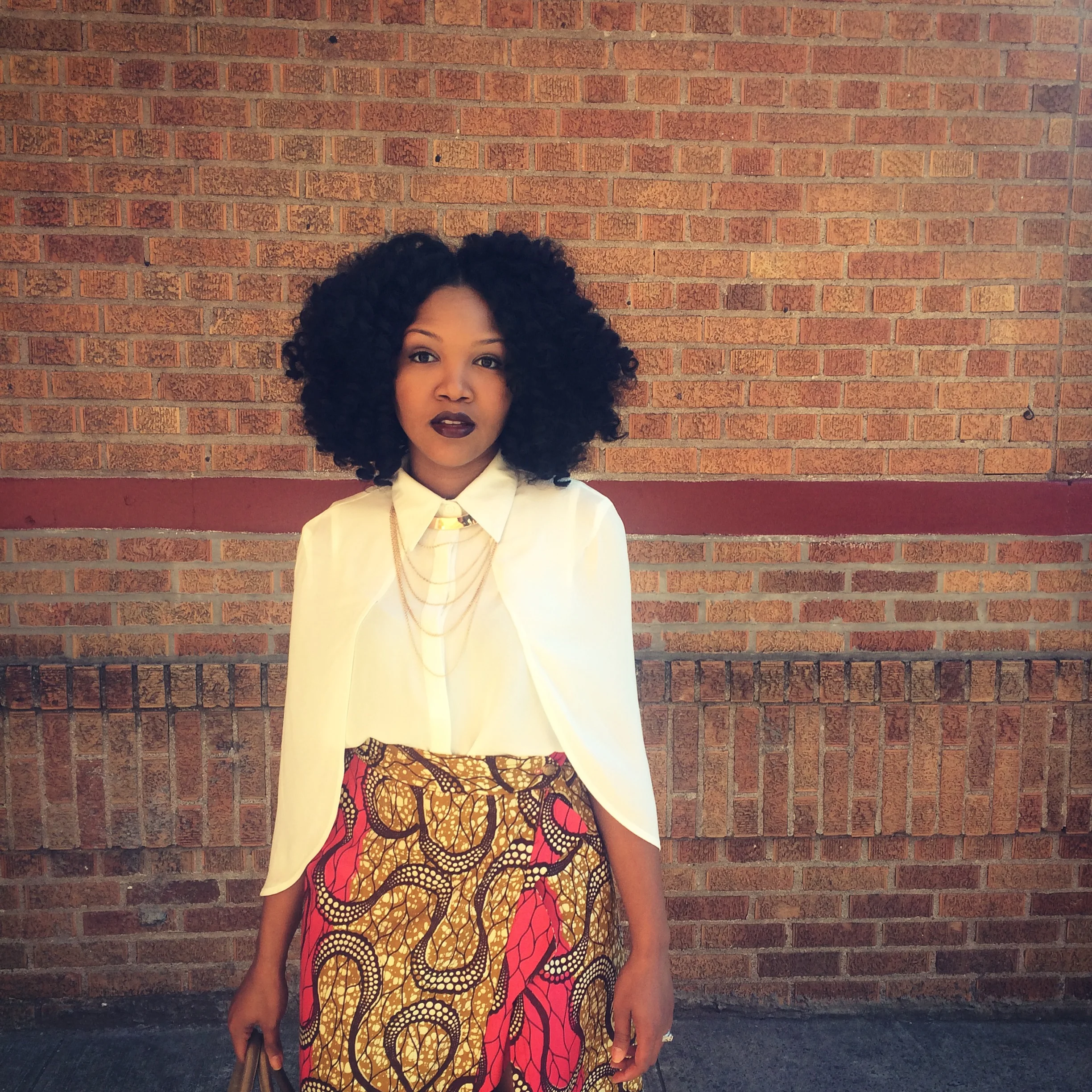 Ankara High Slit Skirt + Cape Blouse - NYMD Look 2