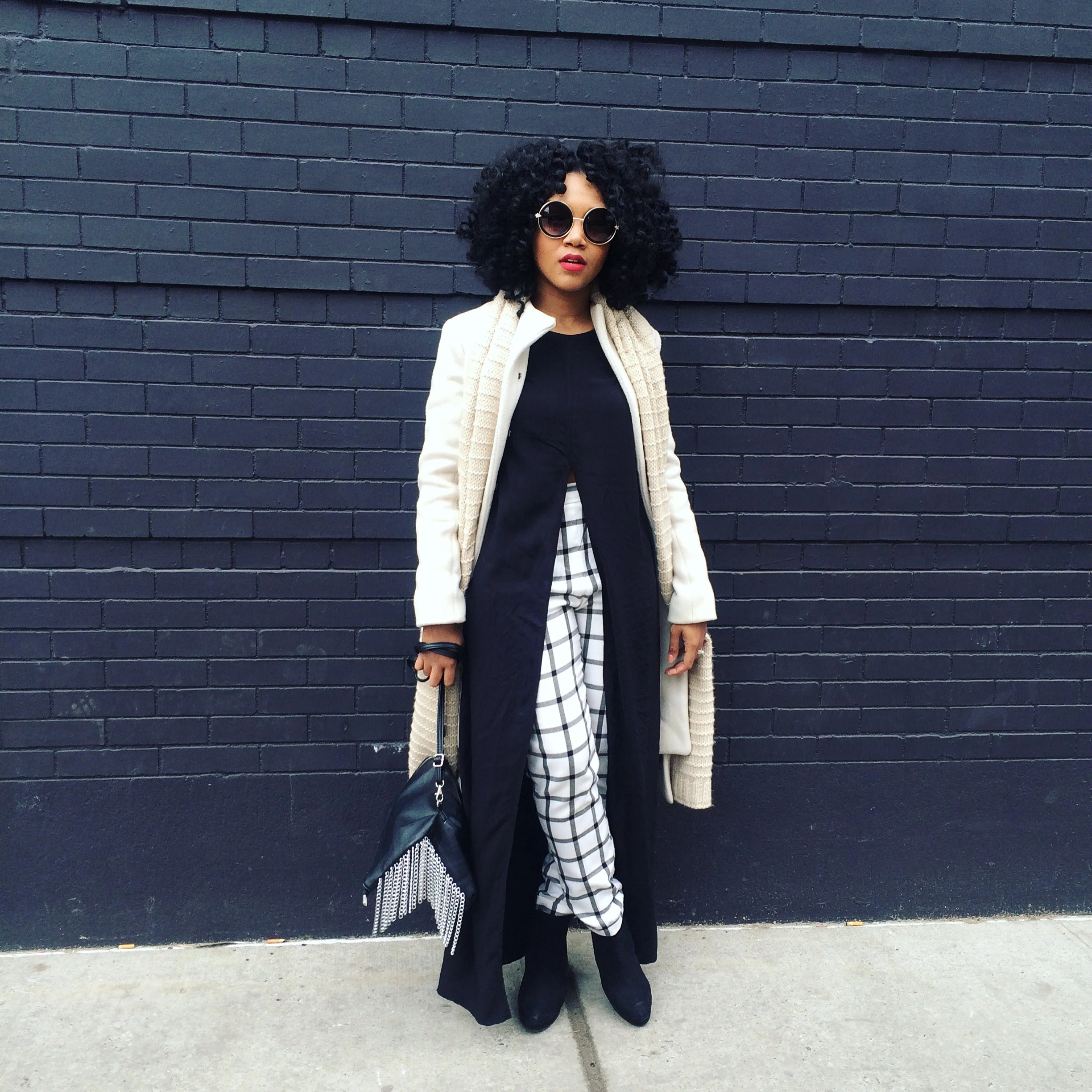 Windowpane Plaid Pants and Longline Split Top - NYMD Look 4