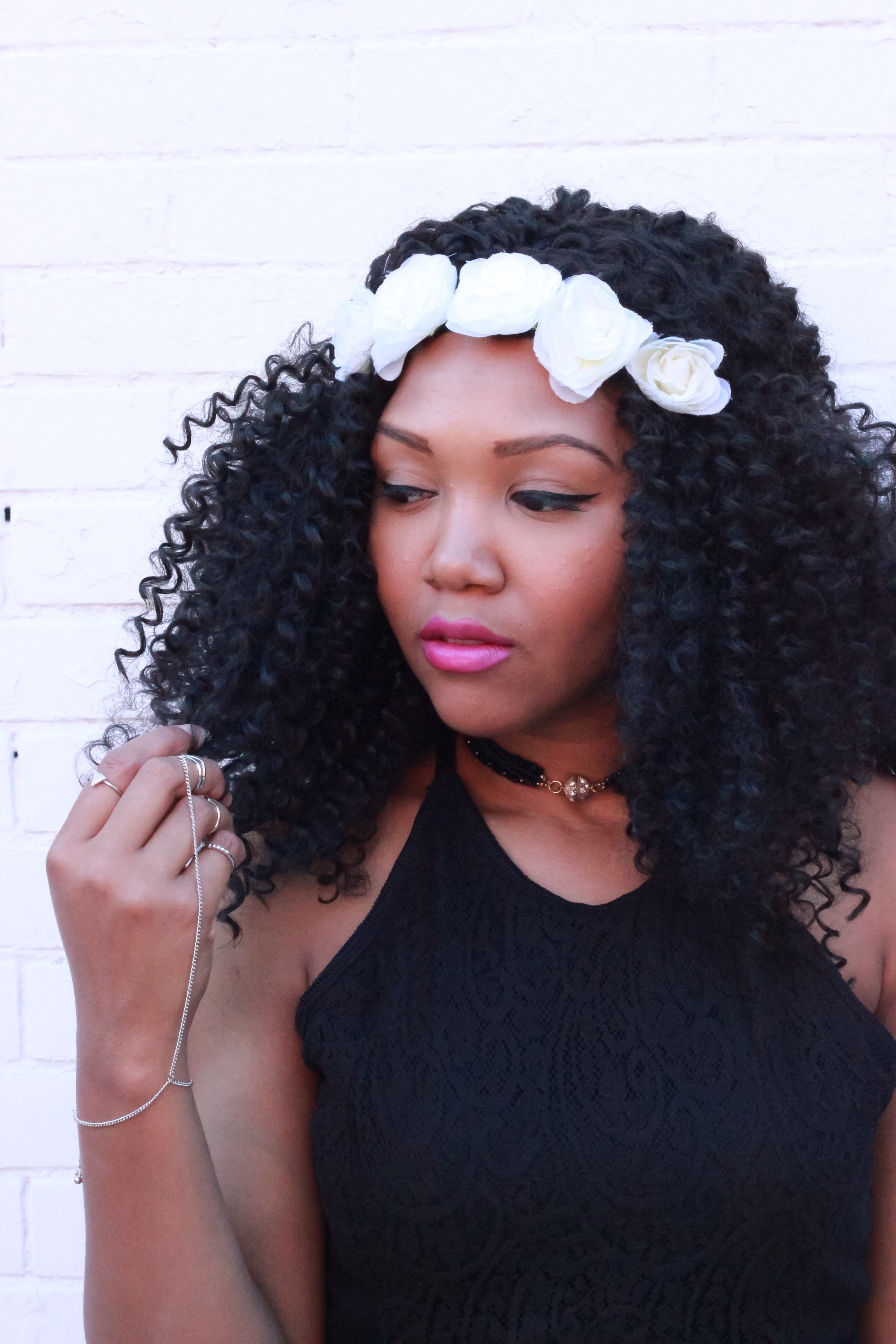 Floral Headband (similar) here. Rings, (old).