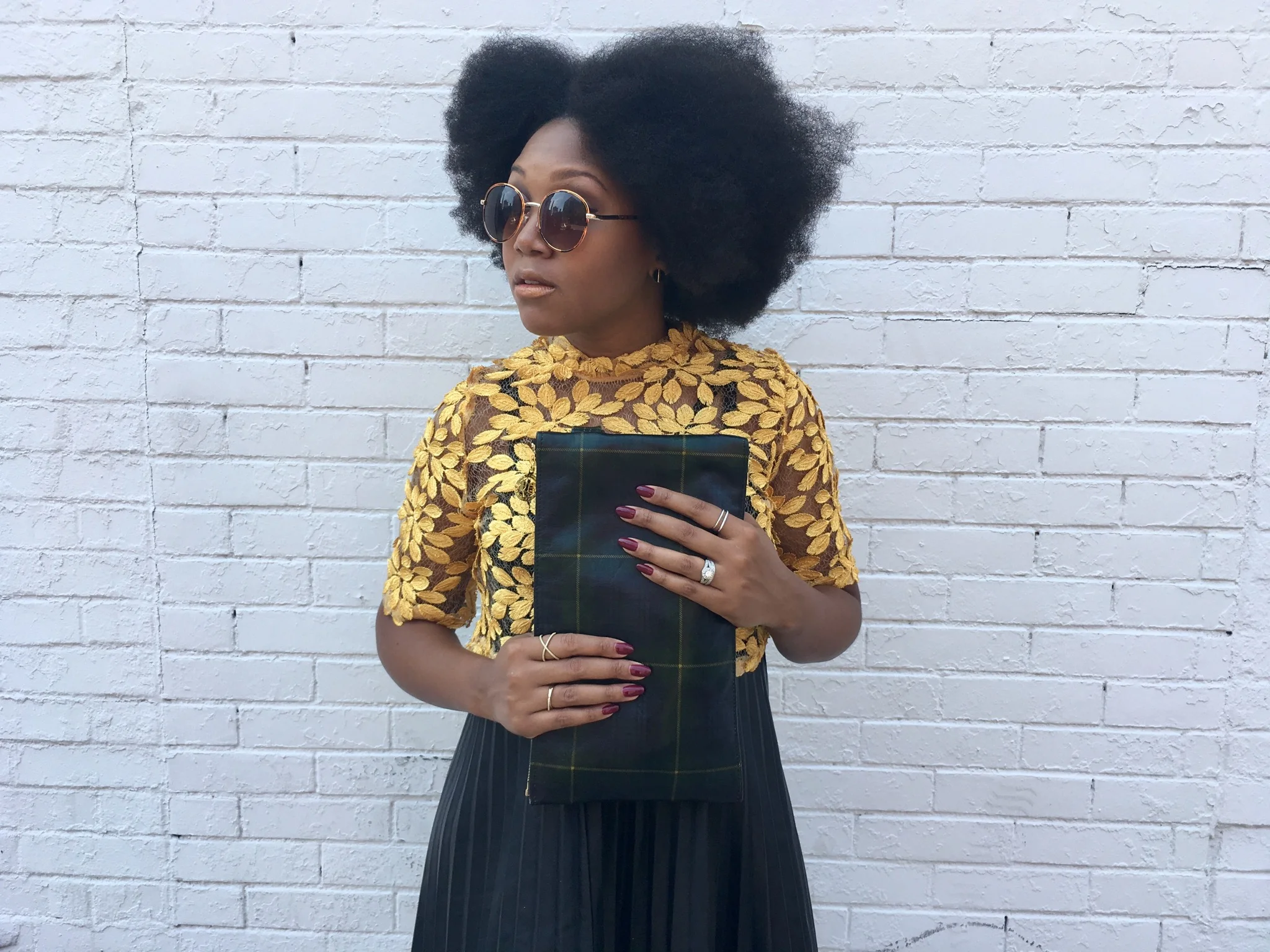 NYFW Series: Golden Lace Crop Top + Pleated Leather Skirt