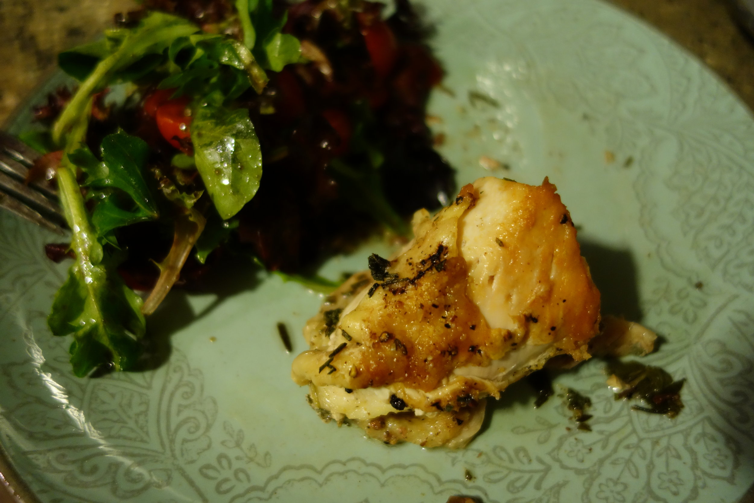 Herb roasted chicken and a fresh salad. Simple, but effective.
