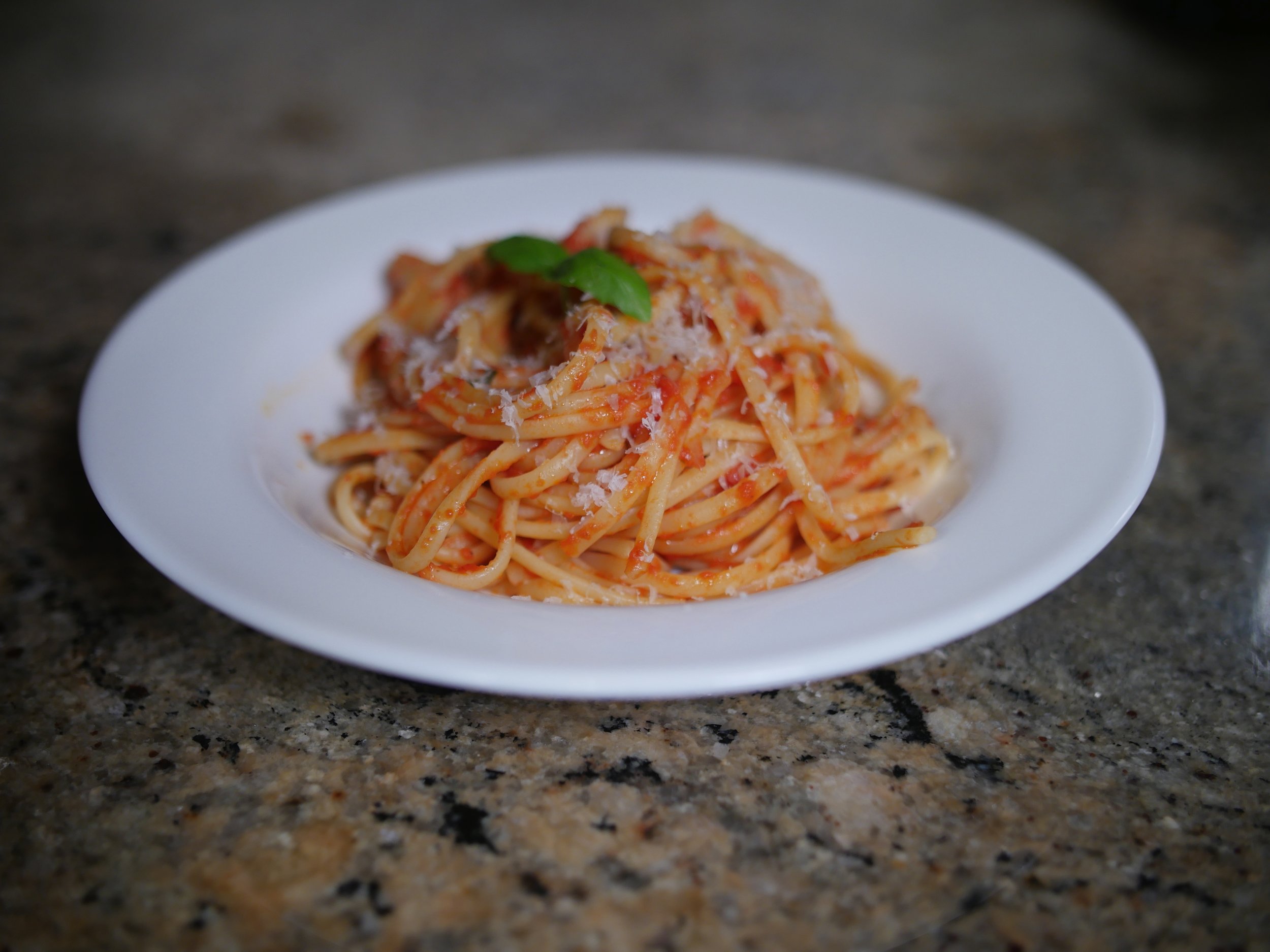 My classic marinara, served over linguine.