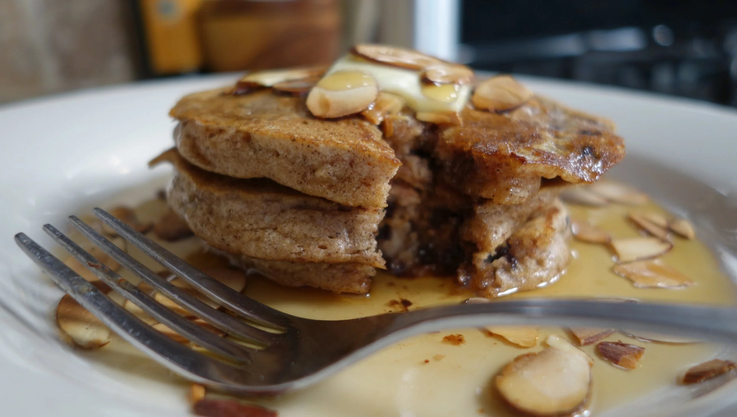 Almond Chocolate Chip Pancakes