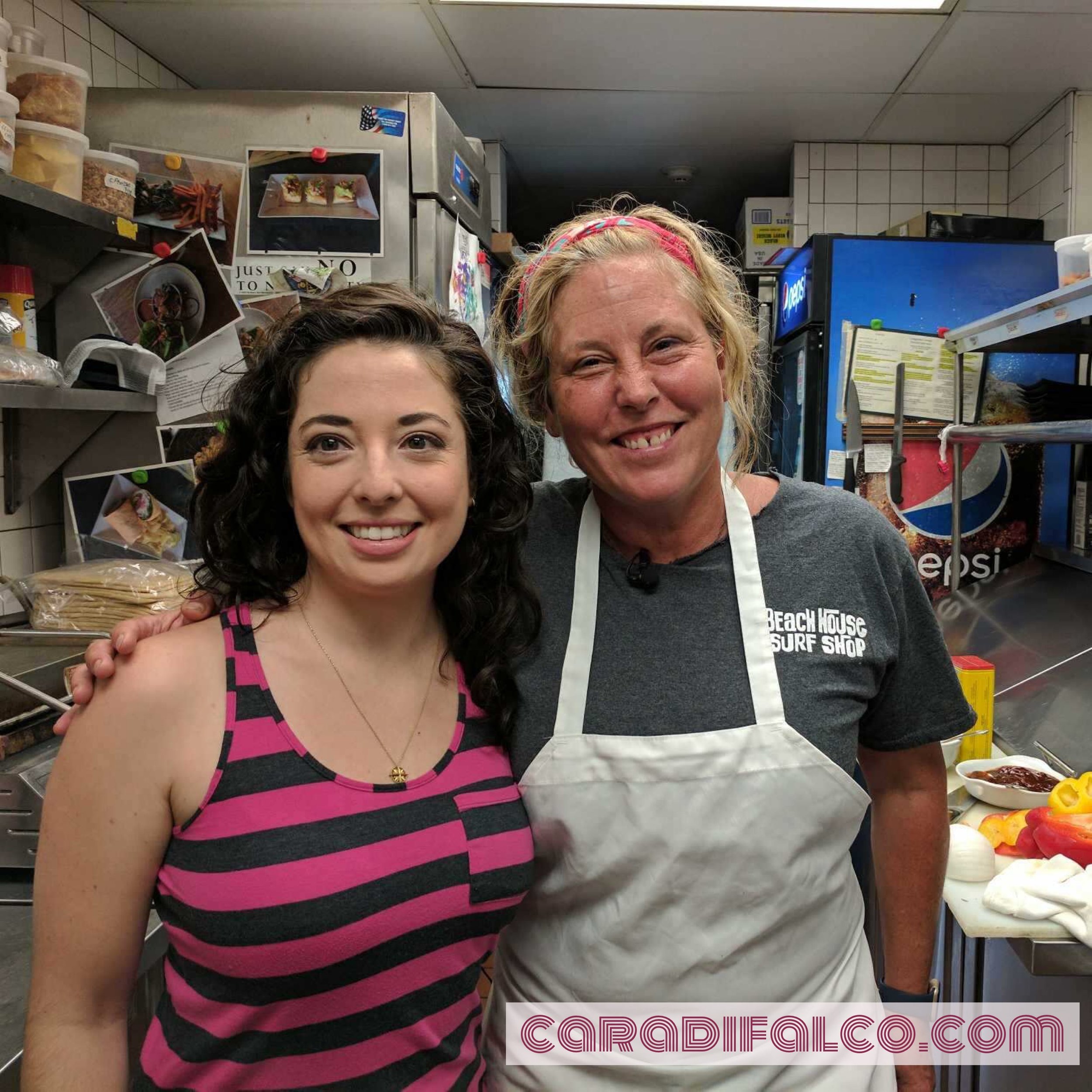 Hanging in the kitchen of Langosta Lounge with Chef Marilyn Schlossbach.