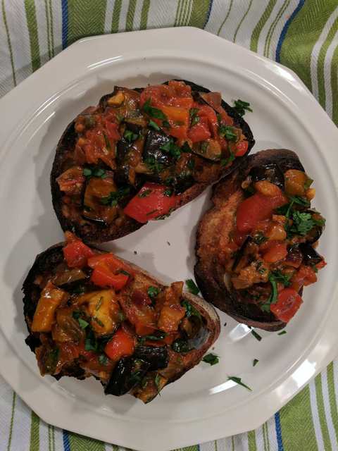Caponata served over crostini