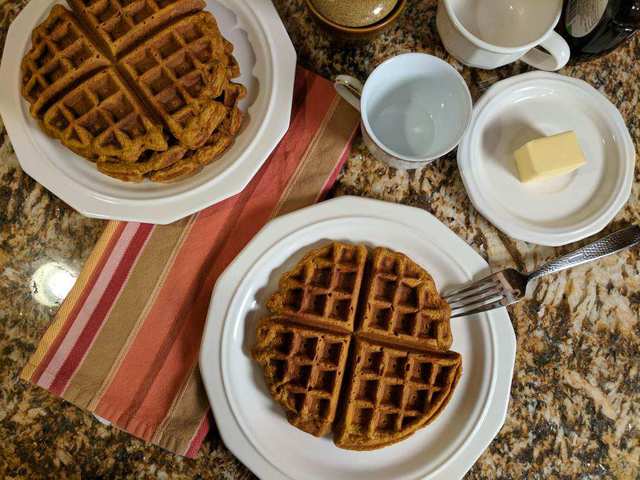 Pumpkin Waffles are a perfect fall breakfast!