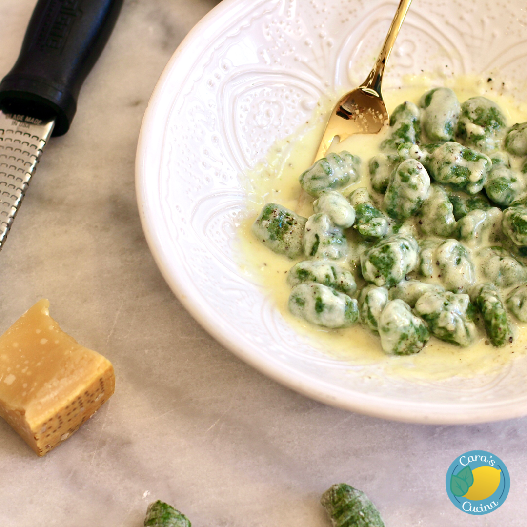 Spinach Gnocchi with Parmesan Cream Sauce