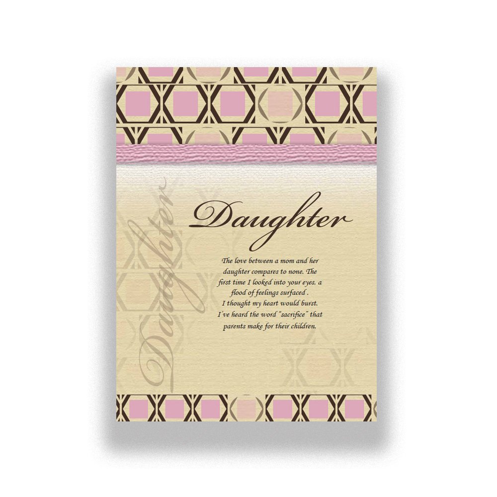 Greeting card cover featuring the word Daughter with elegant script and a soft pink and beige geometric design from the Soul Talk collection.