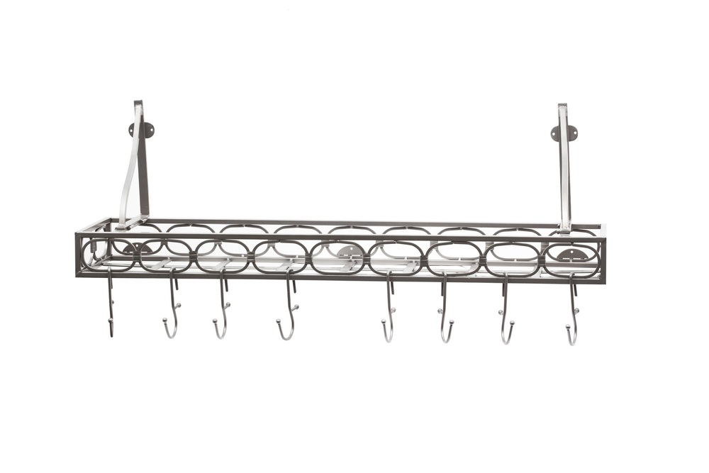 Medium Gauge Wall Mount Bookshelf Pot Rack With 8 Hooks Antique Pewter Matte Black Or Oiled Bronze 103pw 103mb 103bz Old Dutch International - Wall Mount Bookshelf Pot Rack Medium Gauge Wall Mount Bookshelf Pot Rack With 8 Hooks Antique Pewter Matte Black Or Oiled Bronze 103pw 103mb 103bz Old Dutch International - Wall Mount Bookshelf Pot Rack