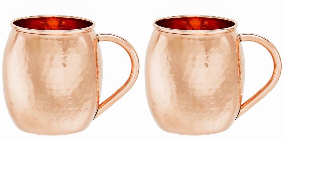 Widousy Moscow Mule Copper Mugs Set of 2-Handcrafted-Pure Solid Copper Mugs 18 oz Gift Set with Bonus ：2 Cocktail Copper Straws