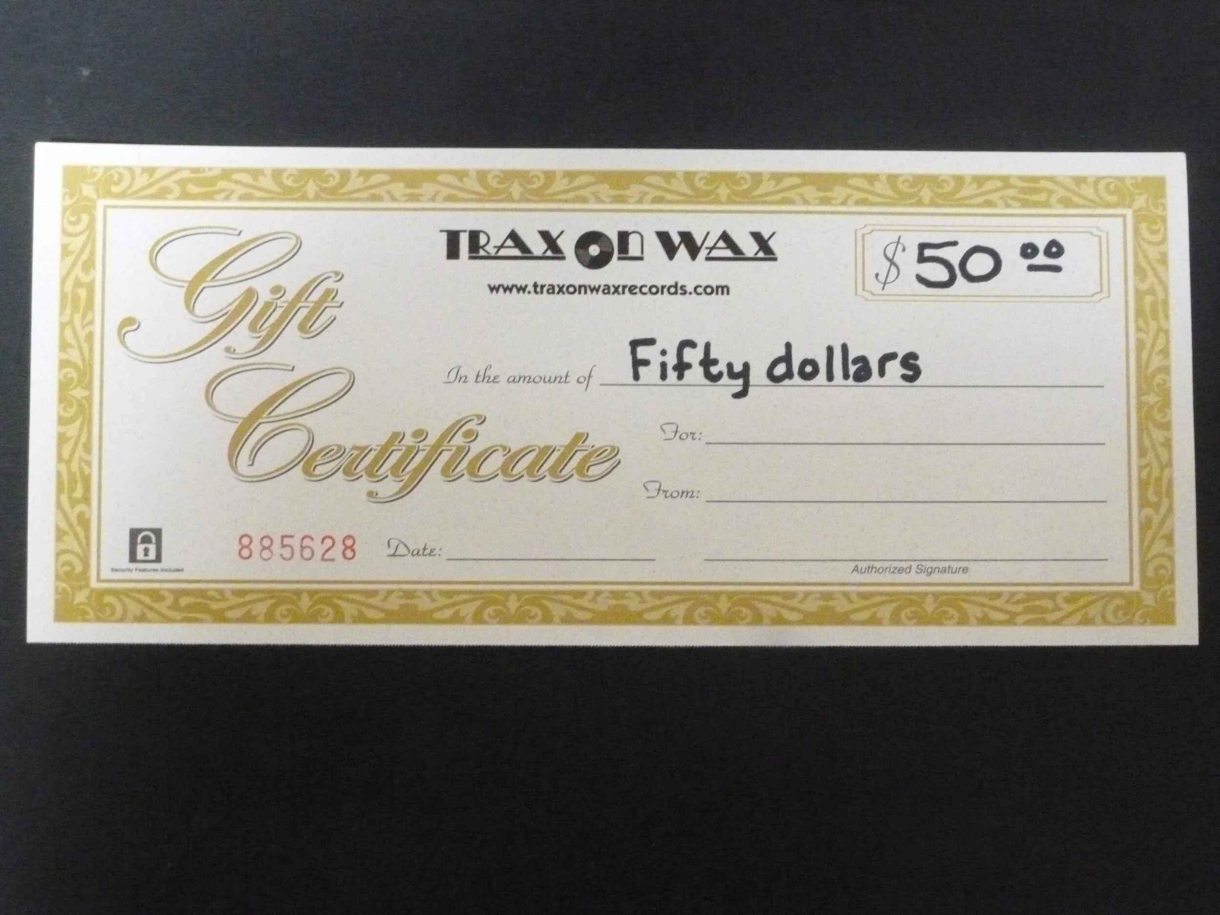 $50.00 Trax On Wax Gift Certificate
