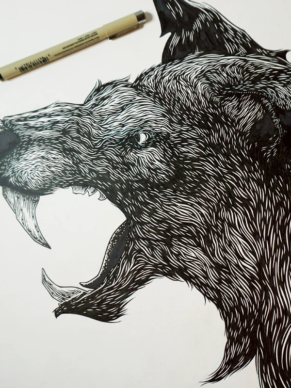 Detail of original drawing for poster