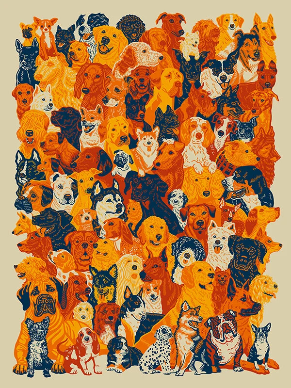 93 Dogs. 18x24 4c Screen Print. Signed & Numbered, Ed. of 300