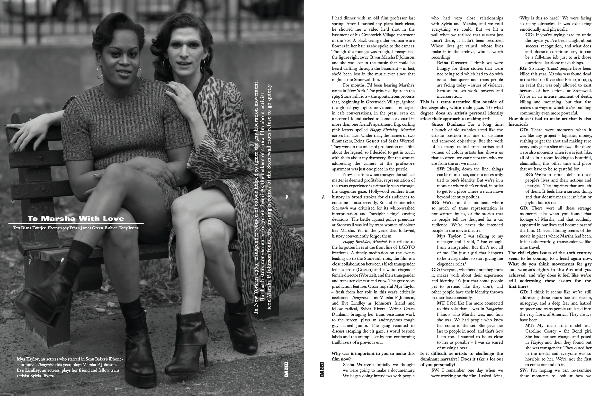 To Marsha With Love, Dazed & Confused Magazine, November 2015