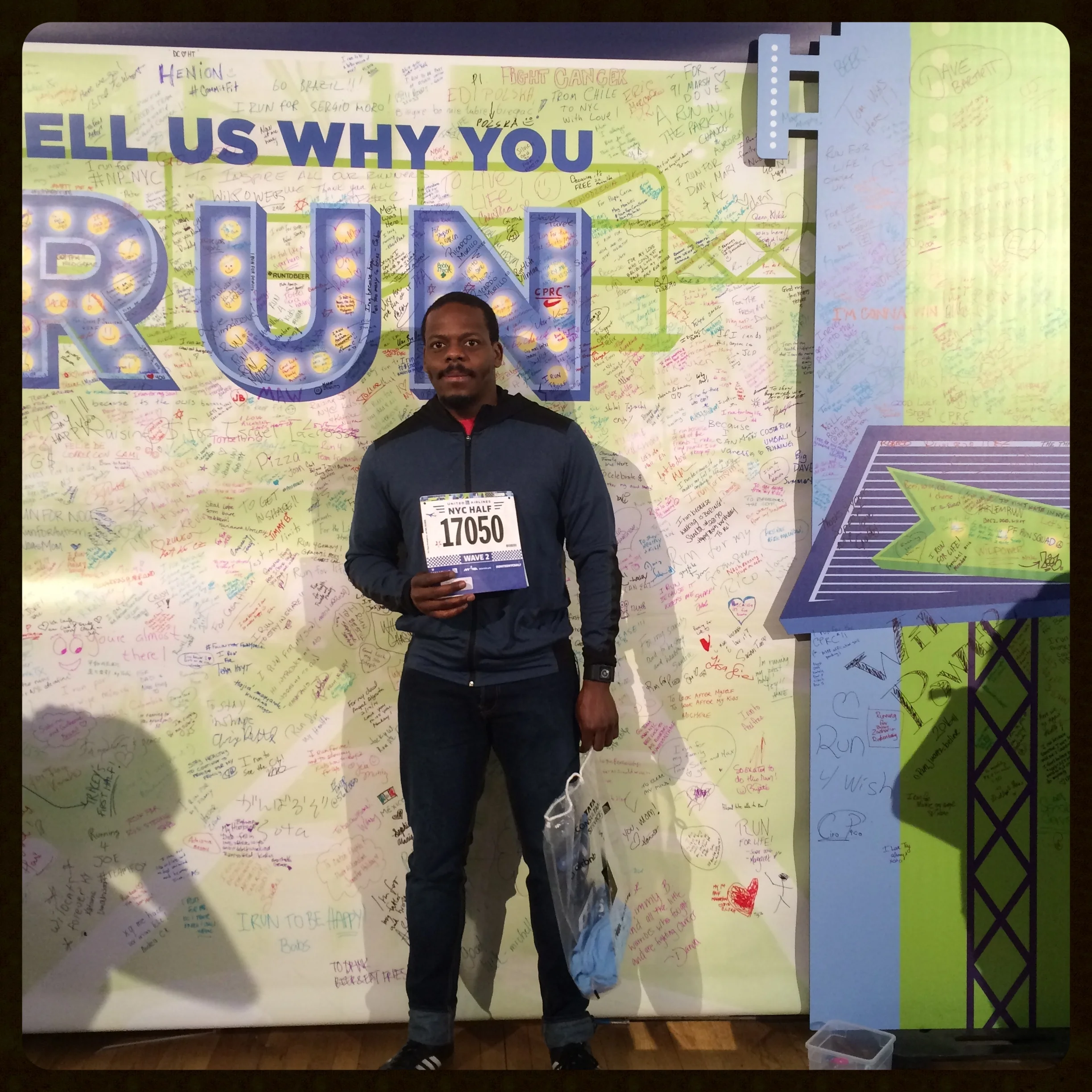  Picking up racing bib.&nbsp; 