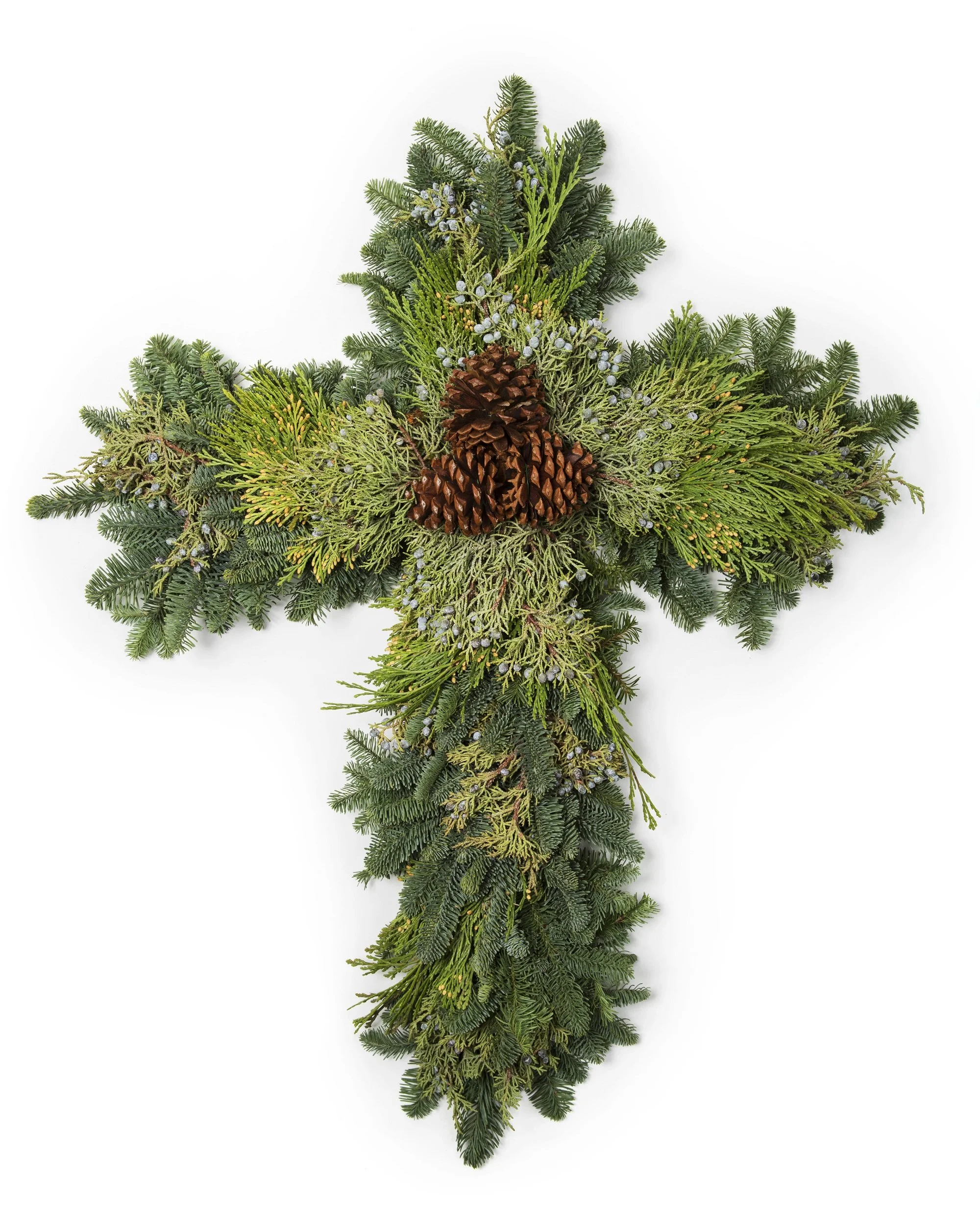 24" Mixed Evergreen Cross Wreath (Corp. Gifts 10+ Items)