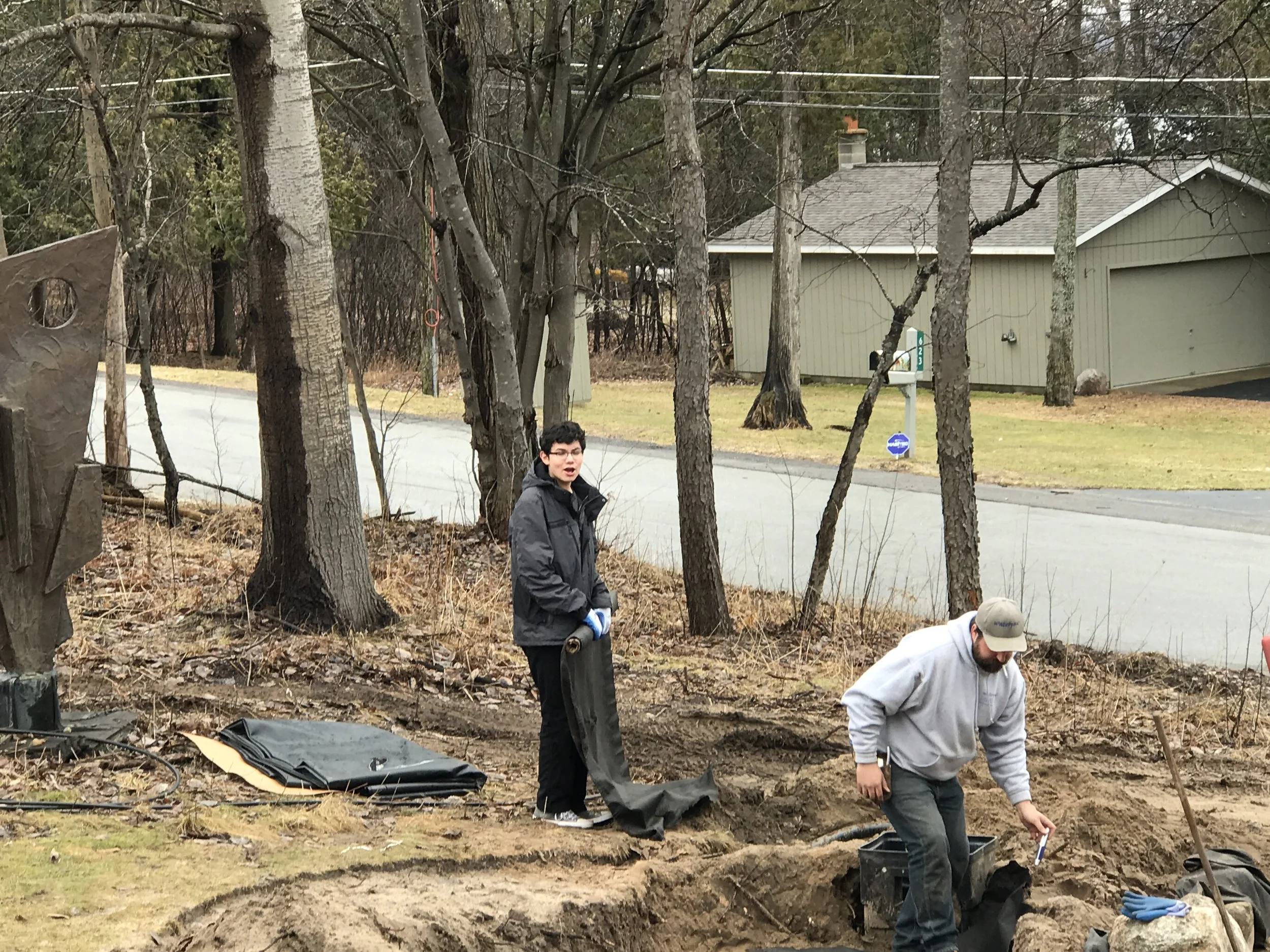 Our son's first year building ponds in the company! (I tried to get a better picture but you know teenage boys!)
