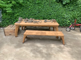 Our new table, benches and blocks! LOVE!