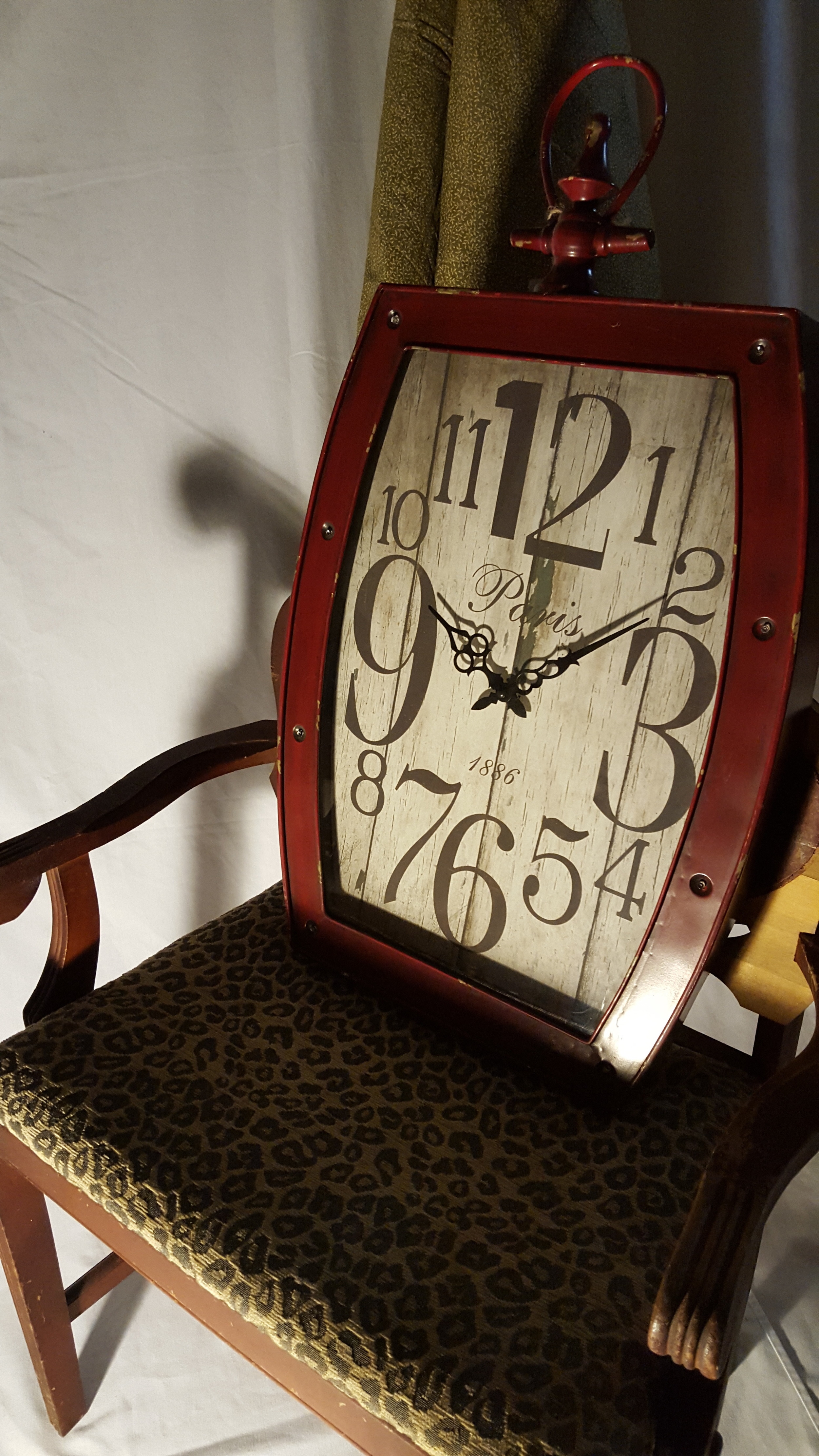 Burgundy Metal-Frame Clock