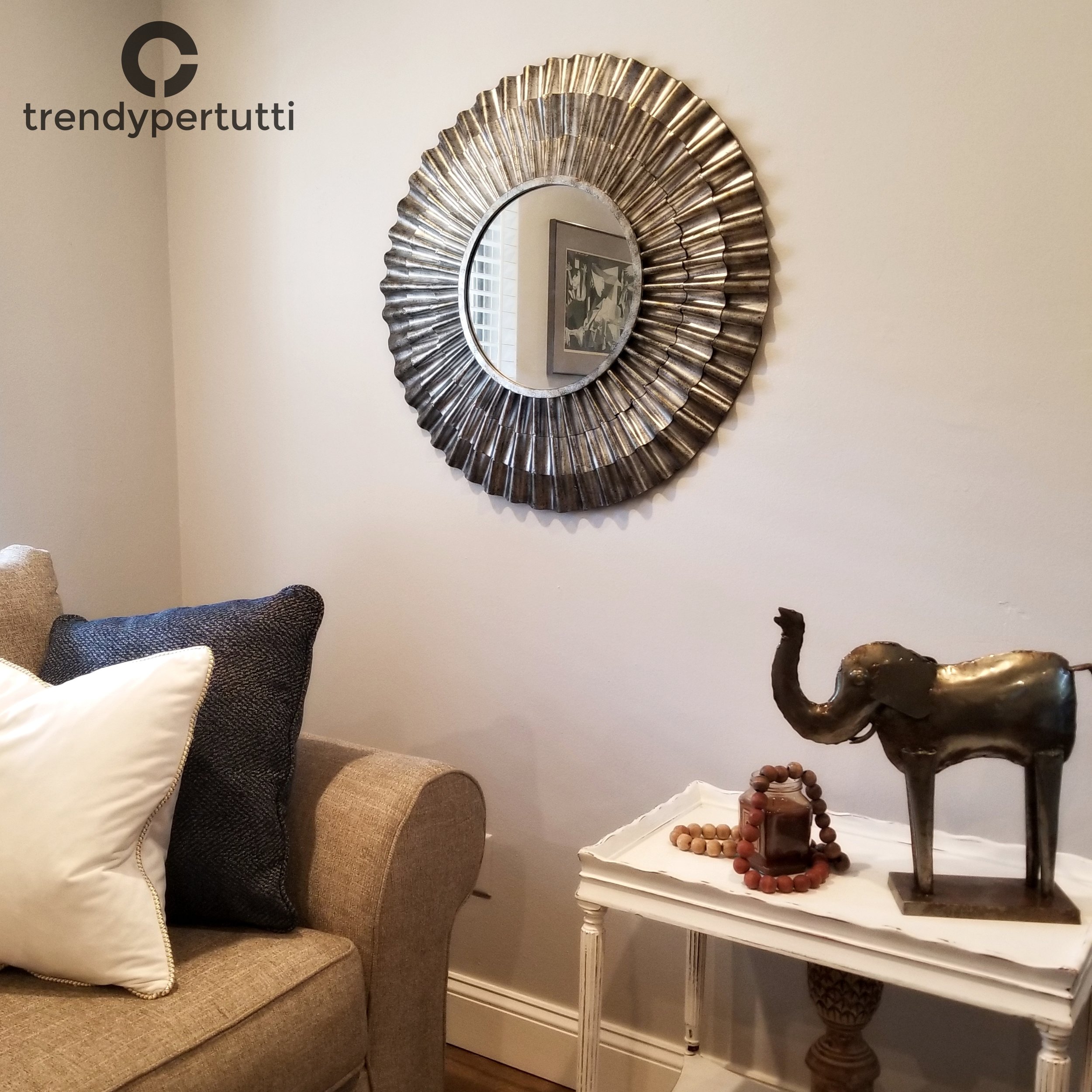 Mirror, round metal-frame