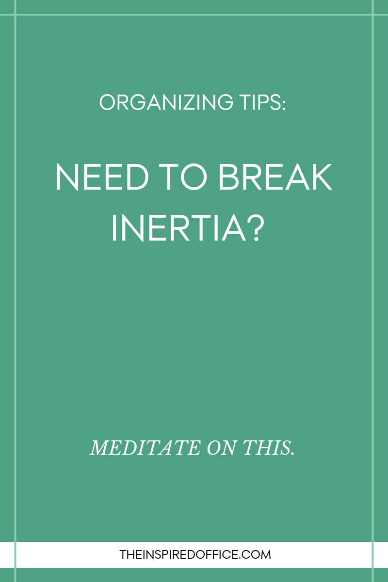 Need some help breaking the routine or habits you’re in with organizing? Read this passage and get inspiration for how to break inertia and get things moving again.