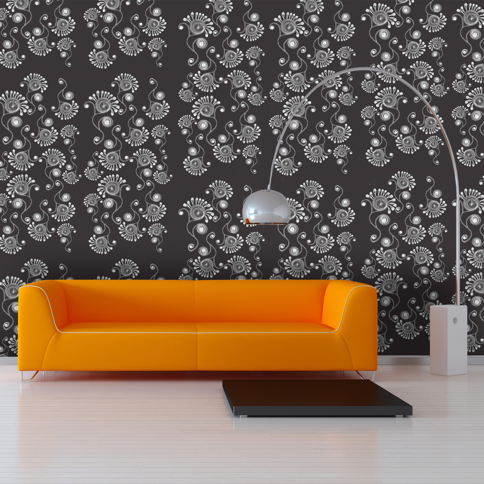 Orange-Couch-&-Arco-Lamp-SQUARE-MADDY-charcoal.jpg