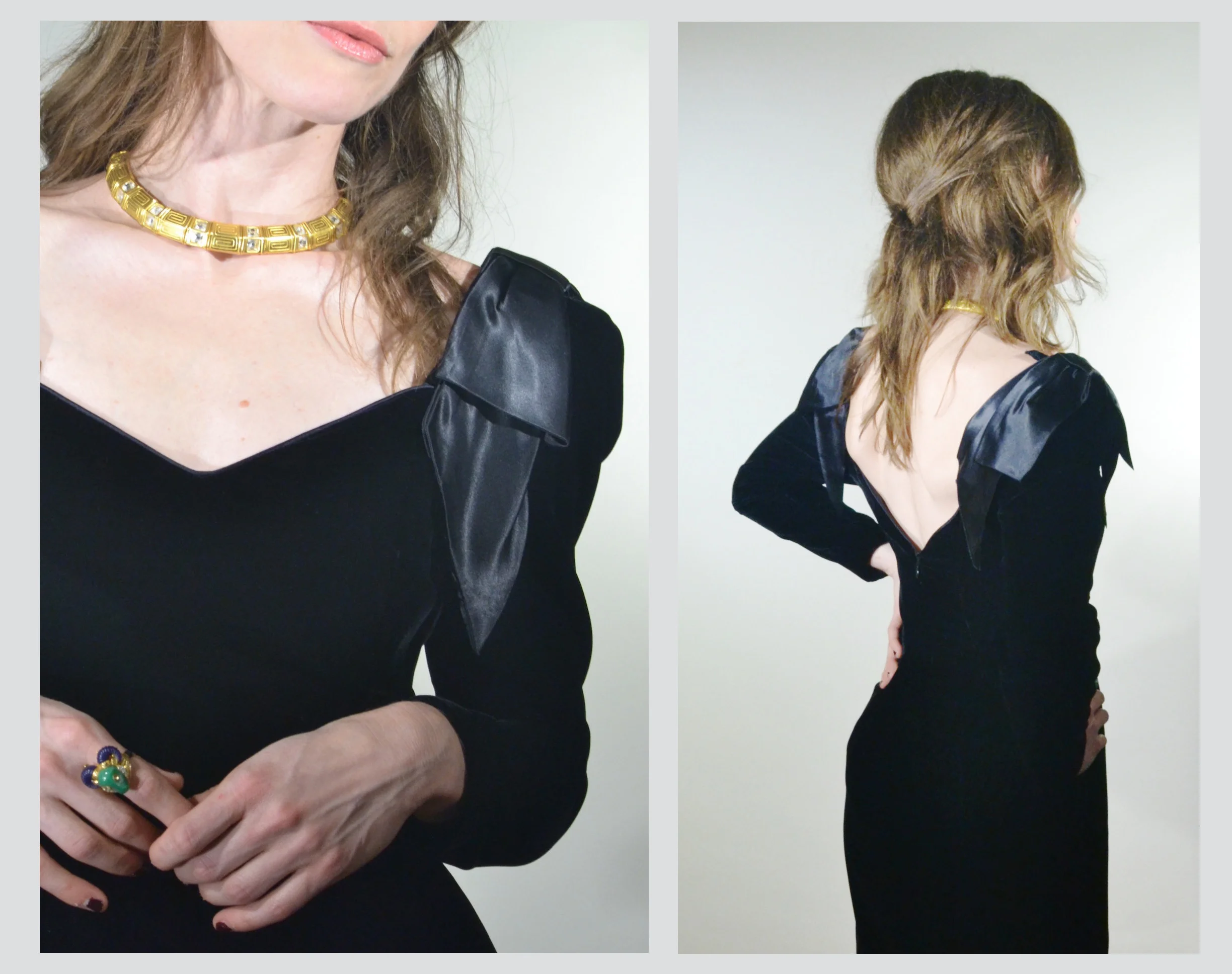 1980s Party Dress with Leaf Sleeve Detail