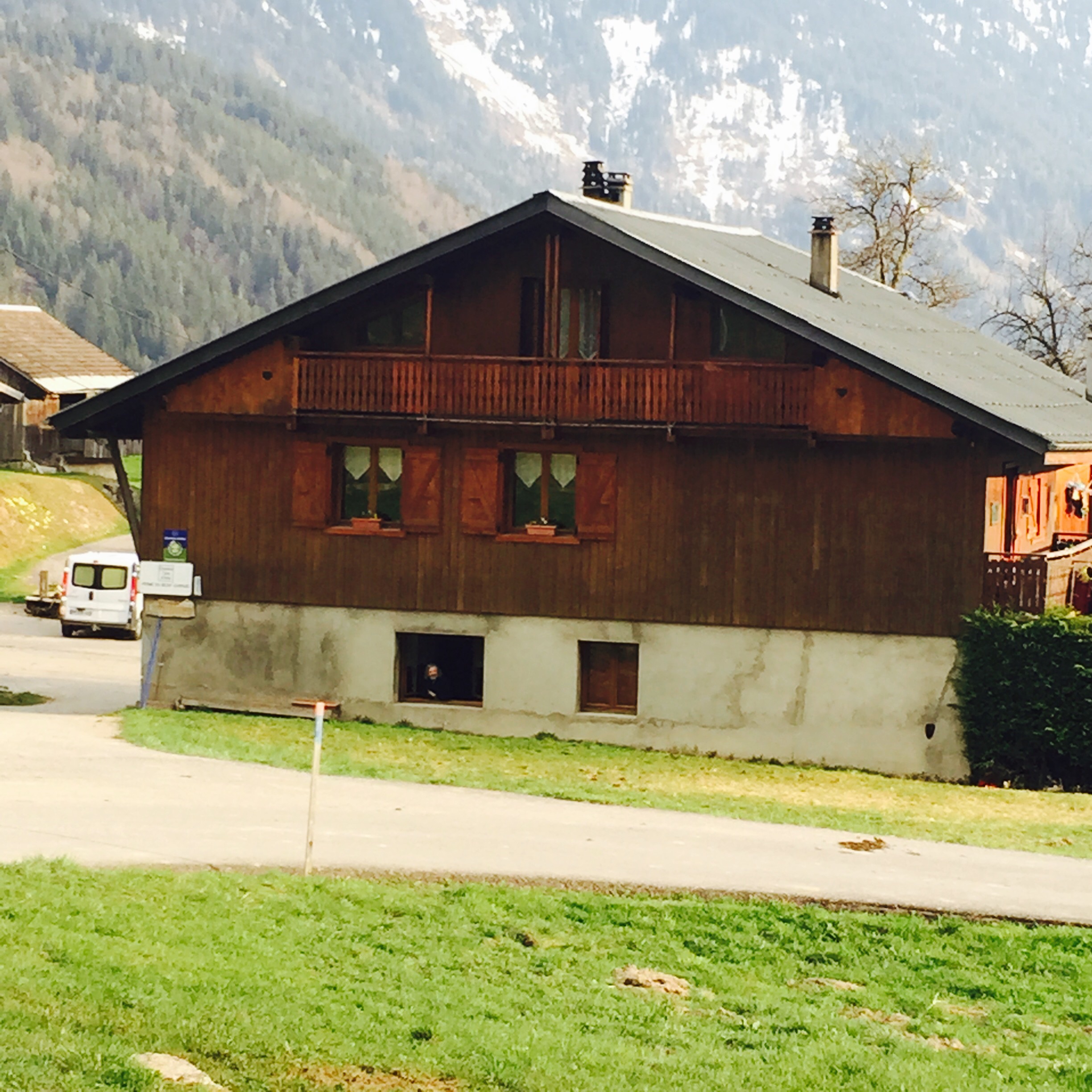  Haute-Savoie farmhouse with views of the alps in the background. 