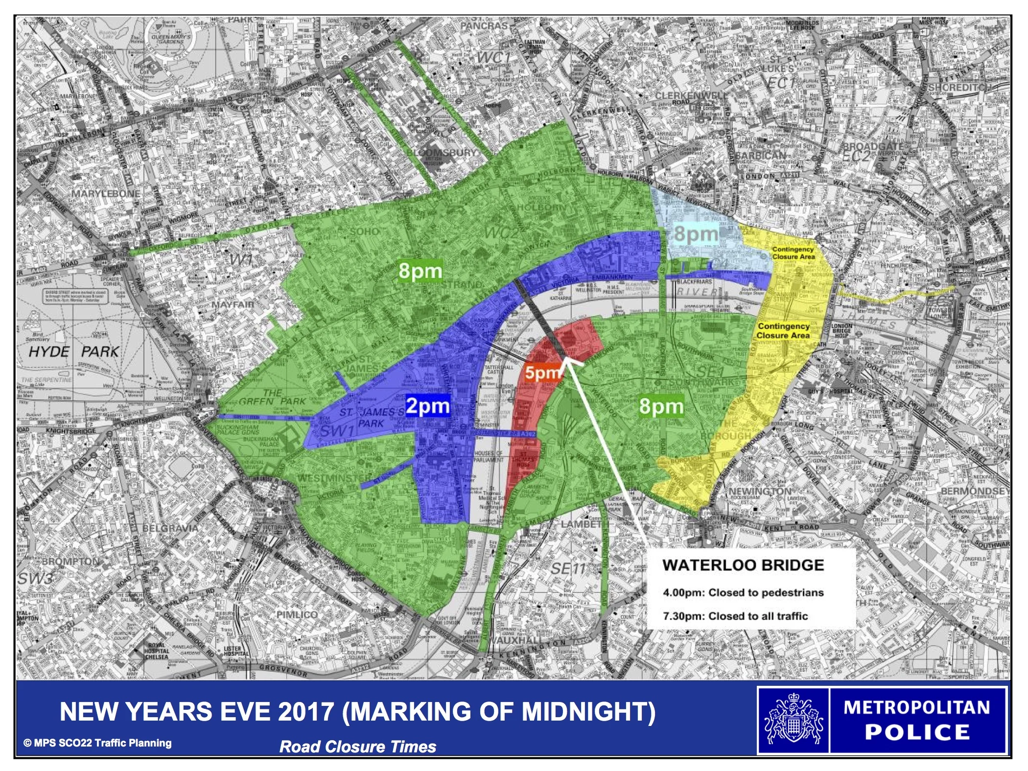 NYE 2017 Road closure times