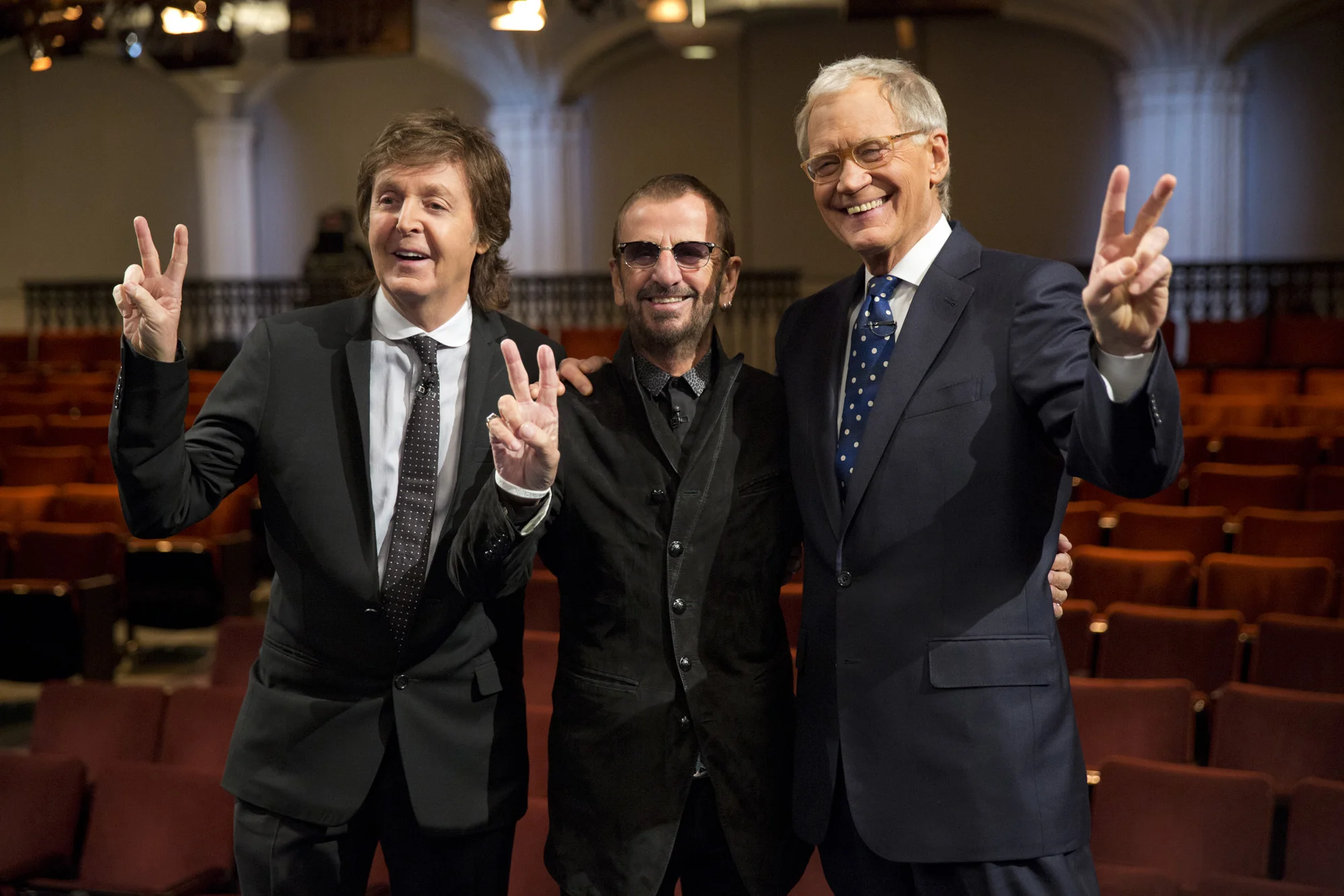 Paul McCartney, Ringo Starr and David Letterman
