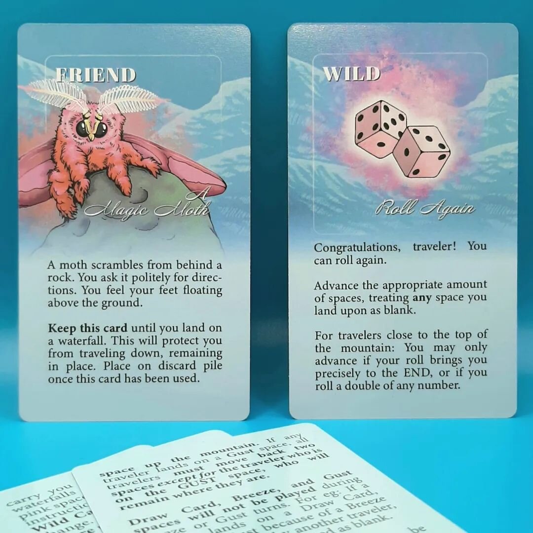 Enjoying these tiny children as they find their homes this week 💙💧💙 2nd edition of #windandwaterfalls has some updated rules and an expanded card deck, including roll again for reduced punishment 💙💧💙 #boardgame #illustration #windandwaterfalls