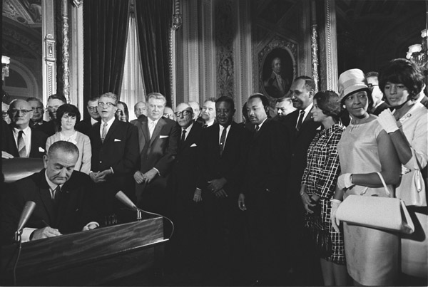 President Lyndon Johnson Signs the Voting Rights Act United States National Archives