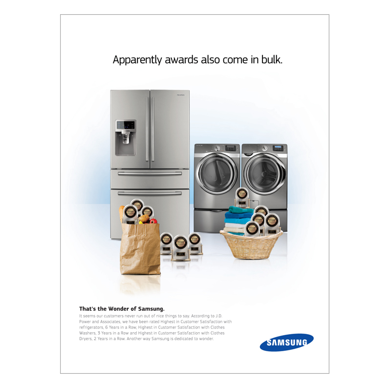  Samsung Home Appliances are recognized by  JD Power and Associates . 