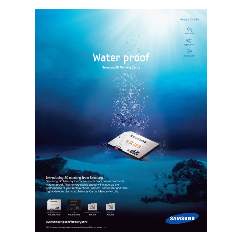  Global print advertisement introducing Samsung's durable line of memory. 