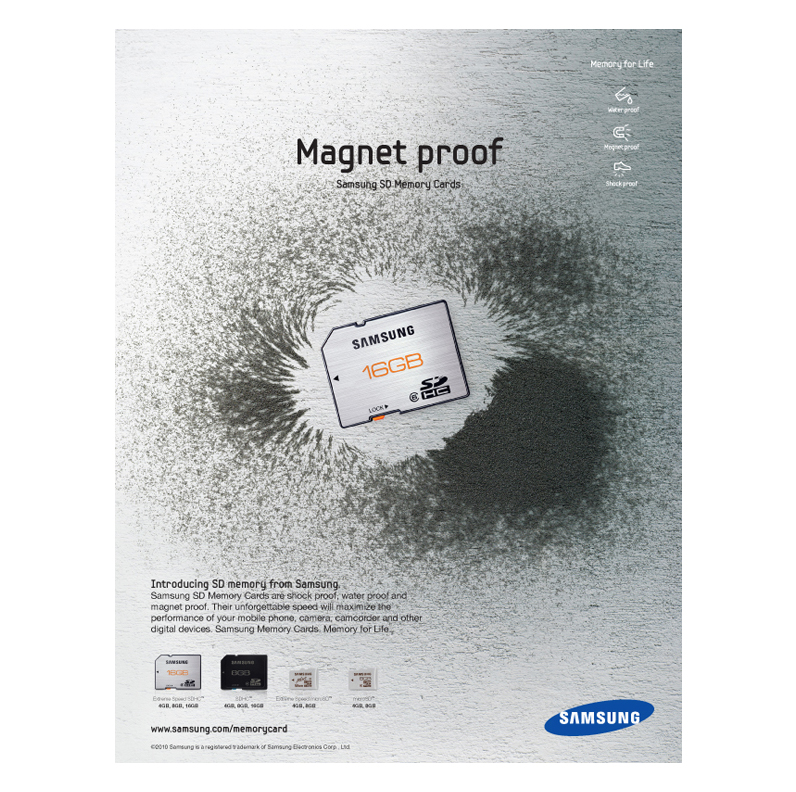  Global print advertisement introducing Samsung's durable line of memory. 