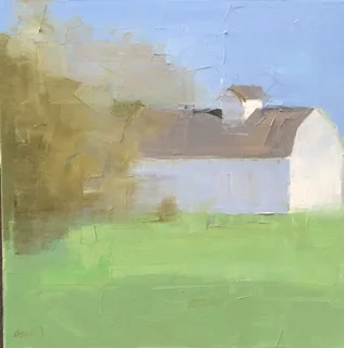 White Barn on Green